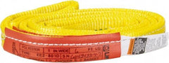 Lift-All - 6' Long x 1" Wide, 3,200 Lb Vertical Capacity, 2 Ply, Polyester Web Sling - 2,500 Lb Choker Capacity, Yellow - Benchmark Tooling