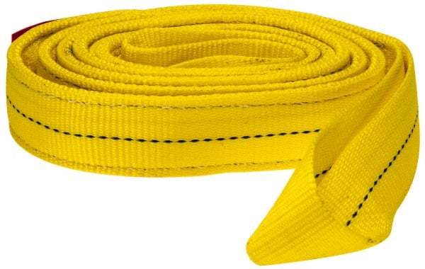 Lift-All - 10' Long x 2" Wide, 6,400 Lb Vertical Capacity, 2 Ply, Polyester Web Sling - 5,000 Lb Choker Capacity, Yellow - Benchmark Tooling