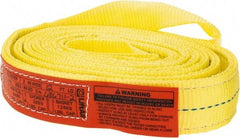 Lift-All - 12' Long x 2" Wide, 6,400 Lb Vertical Capacity, 2 Ply, Polyester Web Sling - 5,000 Lb Choker Capacity, Yellow - Benchmark Tooling