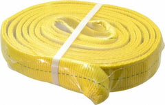 Lift-All - 14' Long x 2" Wide, 6,400 Lb Vertical Capacity, 2 Ply, Polyester Web Sling - 5,000 Lb Choker Capacity, Yellow - Benchmark Tooling