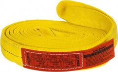 Lift-All - 20' Long x 2" Wide, 6,400 Lb Vertical Capacity, 2 Ply, Polyester Web Sling - 5,000 Lb Choker Capacity, Yellow - Benchmark Tooling