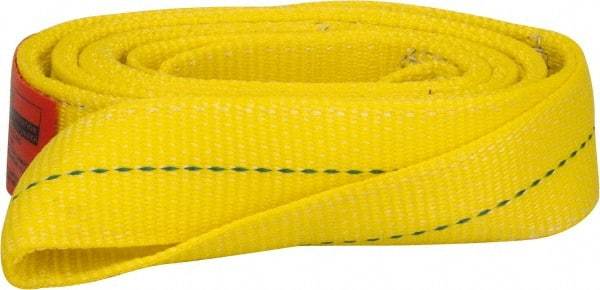 Lift-All - 6' Long x 2" Wide, 6,400 Lb Vertical Capacity, 2 Ply, Polyester Web Sling - 5,000 Lb Choker Capacity, Yellow - Benchmark Tooling