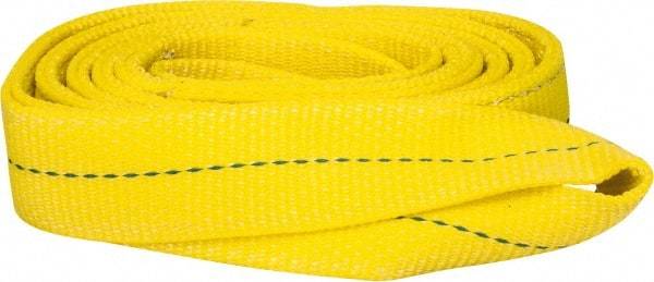 Lift-All - 8' Long x 2" Wide, 6,400 Lb Vertical Capacity, 2 Ply, Polyester Web Sling - 5,000 Lb Choker Capacity, Yellow - Benchmark Tooling