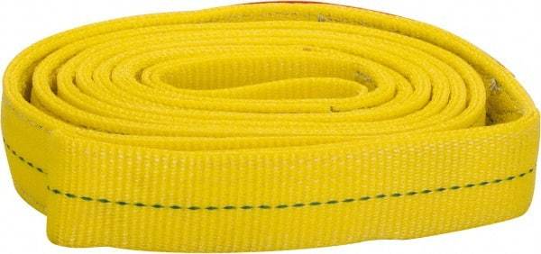 Lift-All - 12' Long x 2" Wide, 6,400 Lb Vertical Capacity, 2 Ply, Polyester Web Sling - 5,000 Lb Choker Capacity, Yellow - Benchmark Tooling