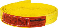 Lift-All - 20' Long x 2" Wide, 6,400 Lb Vertical Capacity, 2 Ply, Polyester Web Sling - 5,000 Lb Choker Capacity, Yellow - Benchmark Tooling