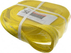 Lift-All - 12' Long x 3" Wide, 8,600 Lb Vertical Capacity, 2 Ply, Polyester Web Sling - 6,900 Lb Choker Capacity, Yellow - Benchmark Tooling