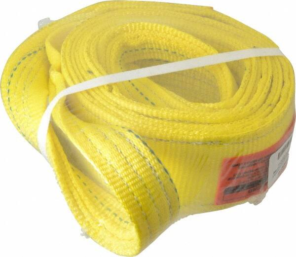 Lift-All - 8' Long x 3" Wide, 8,600 Lb Vertical Capacity, 2 Ply, Polyester Web Sling - 6,900 Lb Choker Capacity, Yellow - Benchmark Tooling