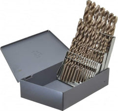 Chicago-Latrobe - 1/16 to 1/2", 135° Point, Gold Finish, Cobalt Jobber Length Drill Bit Set - Benchmark Tooling