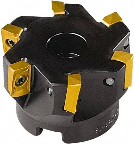 Seco - 8 Inserts, 100mm Cut Diam, 32mm Arbor Diam, 15mm Max Depth of Cut, Indexable Square-Shoulder Face Mill - 90° Lead Angle, 50mm High, AP.. 1604 Insert Compatibility - Benchmark Tooling