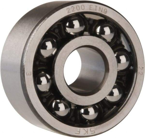 SKF - 10mm Bore Diam, 30mm OD, Open Self Aligning Radial Ball Bearing - 14mm Wide, 2 Rows, Round Bore, 389 Lb Static Capacity, 1,810 Lb Dynamic Capacity - Benchmark Tooling