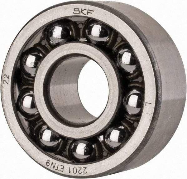 SKF - 12mm Bore Diam, 32mm OD, Open Self Aligning Radial Ball Bearing - 14mm Wide, 2 Rows, Round Bore, 427 Lb Static Capacity, 1,920 Lb Dynamic Capacity - Benchmark Tooling