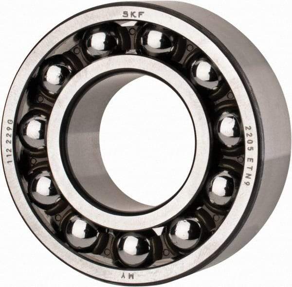 SKF - 25mm Bore Diam, 52mm OD, Open Self Aligning Radial Ball Bearing - 18mm Wide, 2 Rows, Round Bore, 989 Lb Static Capacity, 3,780 Lb Dynamic Capacity - Benchmark Tooling