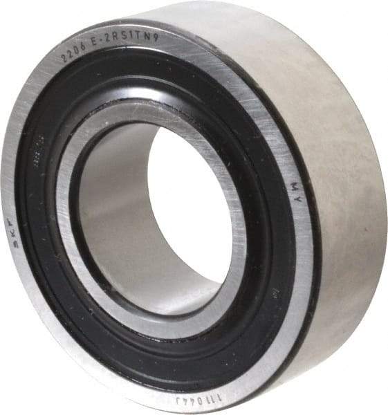 SKF - 30mm Bore Diam, 62mm OD, Double Seal Self Aligning Radial Ball Bearing - 20mm Wide, 2 Rows, Round Bore, 1,510 Lb Static Capacity, 5,350 Lb Dynamic Capacity - Benchmark Tooling