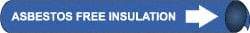NMC - Pipe Marker with Asbestos Free Legend and Arrow Graphic - 4-5/8 to 5-7/8" Pipe Outside Diam, White on Blue - Benchmark Tooling