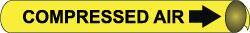 NMC - Pipe Marker with Compressed Air Legend and Arrow Graphic - 4-5/8 to 5-7/8" Pipe Outside Diam, Black on Yellow - Benchmark Tooling