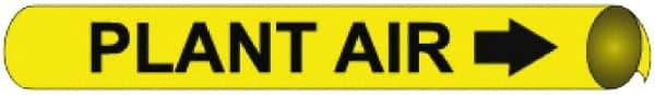NMC - Pipe Marker with Plant Air Legend and Arrow Graphic - 8 to 10" Pipe Outside Diam, Black on Yellow - Benchmark Tooling