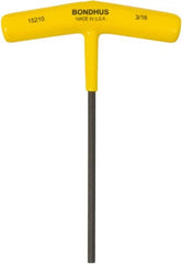 Bondhus - 3/16" Hex, T-Handle Cushion Grip, Hex Key - 6" OAL, Protanium High Torque Steel, Inch System of Measurement - Benchmark Tooling