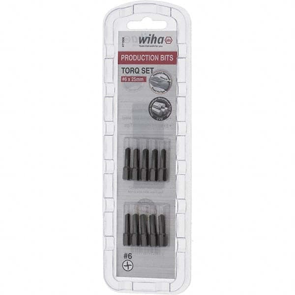 Wiha - 1/4" Drive, #6 Torq-Set Screwdriver Bit - 1" OAL - Benchmark Tooling