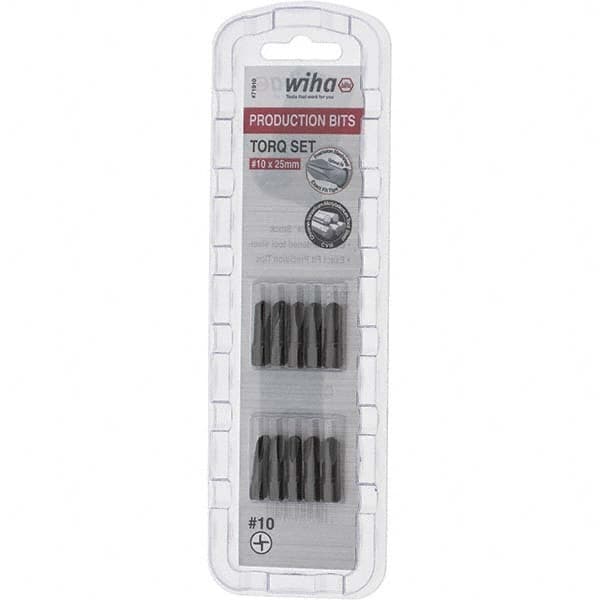 Wiha - 1/4" Drive, #10 Torq-Set Screwdriver Bit - 1" OAL - Benchmark Tooling