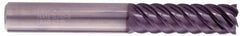 Kennametal - 1", 3-1/2" LOC, 1" Shank Diam, 6" OAL, 6 Flute, Solid Carbide Square End Mill - Single End, AlTiN Finish, Spiral Flute, 50° Helix, Centercutting, Right Hand Cut, Right Hand Flute, Series HPRDM - Benchmark Tooling