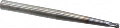 Kennametal - 1/8" Diam, 1/8" LOC, 4 Flute Solid Carbide Ball End Mill - AlTiN Finish, Single End, 3" OAL, 1/4" Shank Diam, Spiral Flute - Benchmark Tooling