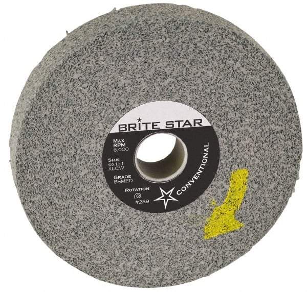 Brite Star - 8" Diam, 1/2" Face Width, 3" Center Hole, Fine Grade, Silicon Carbide Deburring Wheel - Convolute, Medium Density 7 Grade, 3,400 RPM - Benchmark Tooling