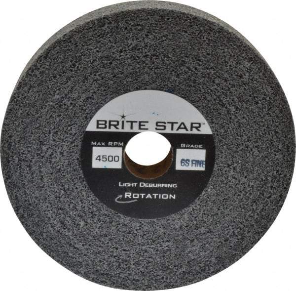 Brite Star - 6" Diam, 1" Face Width, 1" Center Hole, Fine Grade, Silicon Carbide Deburring Wheel - Convolute, Soft Density 7 Grade, 6,000 RPM - Benchmark Tooling