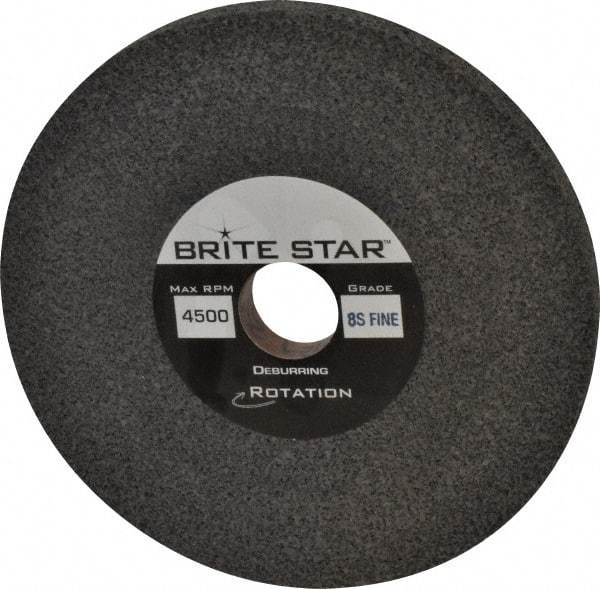 Brite Star - 6" Diam, 1/2" Face Width, 1" Center Hole, Fine Grade, Silicon Carbide Deburring Wheel - Convolute, Hard Density 8 Grade, 4,500 RPM - Benchmark Tooling