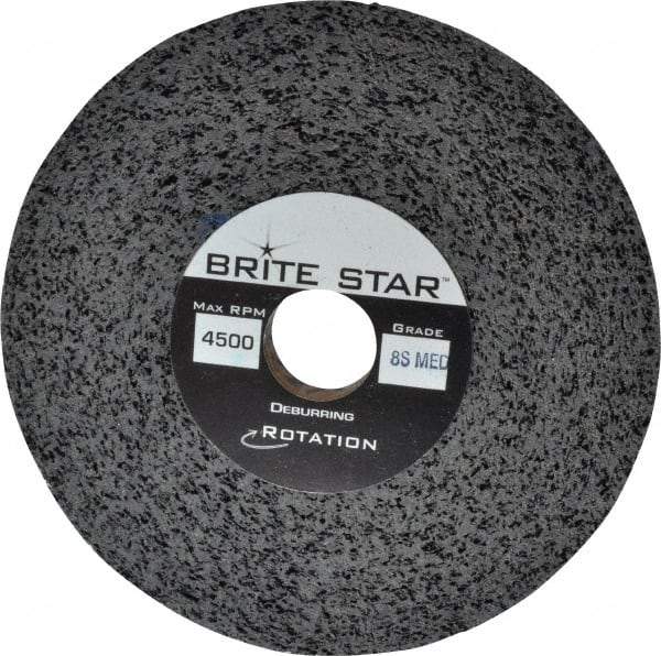 Brite Star - 6" Diam, 1/2" Face Width, 1" Center Hole, Medium Grade, Silicon Carbide Deburring Wheel - Convolute, Hard Density 8 Grade, 4,500 RPM - Benchmark Tooling