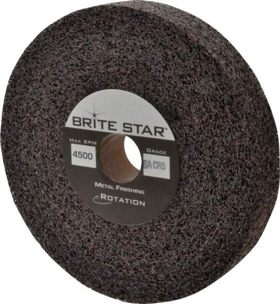 Brite Star - 6" Diam, 1" Face Width, 1" Center Hole, Coarse Grade, Aluminum Oxide Deburring Wheel - Convolute, Medium Density 6 Grade, 6,000 RPM - Benchmark Tooling
