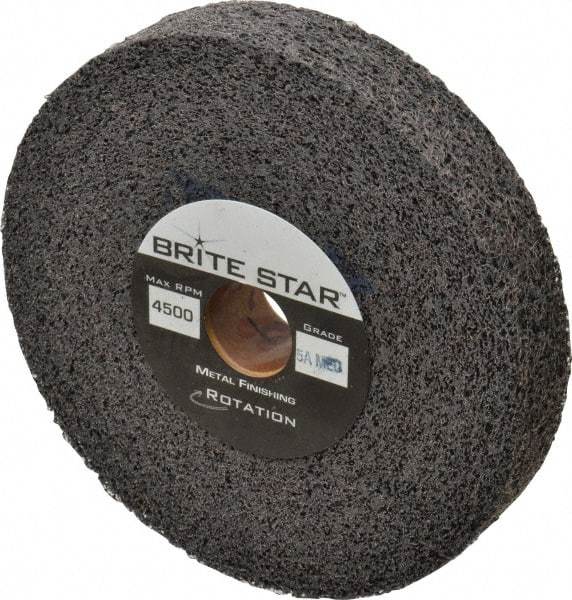 Brite Star - 6" Diam, 1" Face Width, 1" Center Hole, Medium Grade, Aluminum Oxide Deburring Wheel - Convolute, Soft Density 5 Grade, 6,000 RPM - Benchmark Tooling