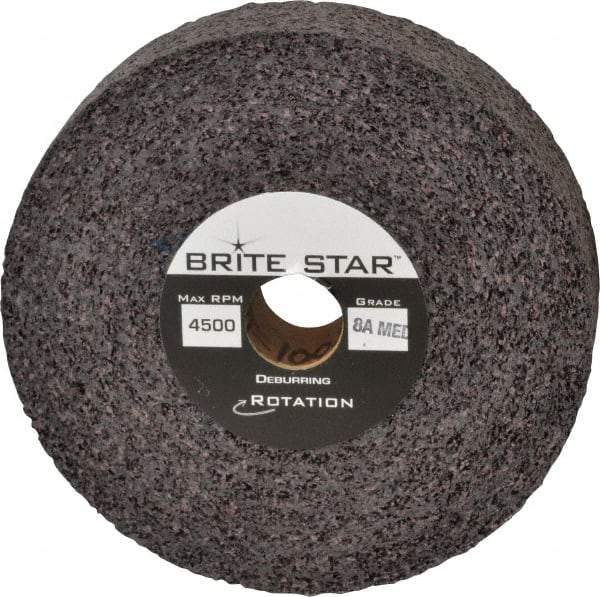 Brite Star - 6" Diam, 1-1/2" Face Width, 1" Center Hole, Medium Grade, Aluminum Oxide Deburring Wheel - Convolute, Hard Density 8 Grade, 4,500 RPM - Benchmark Tooling