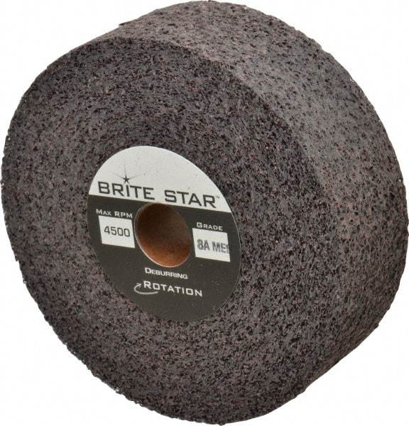 Brite Star - 6" Diam, 2" Face Width, 1" Center Hole, Medium Grade, Aluminum Oxide Deburring Wheel - Convolute, Hard Density 8 Grade, 4,500 RPM - Benchmark Tooling