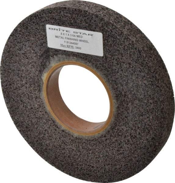 Brite Star - 8" Diam, 1" Face Width, 3" Center Hole, Medium Grade, Aluminum Oxide Deburring Wheel - Convolute, Medium Density 6 Grade, 4,500 RPM - Benchmark Tooling