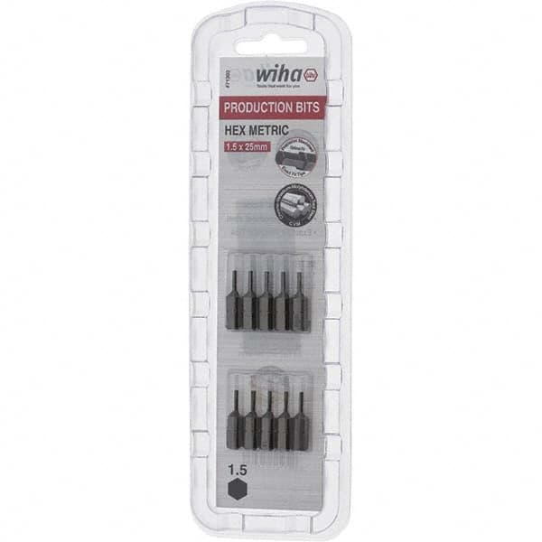 Wiha - 1.5mm Hex Screwdriver Bit - 1/4" Drive, 1" OAL - Benchmark Tooling