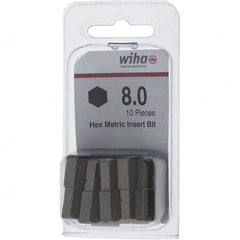 Wiha - 8mm Hex Screwdriver Bit - 1/4" Drive, 1" OAL - Benchmark Tooling