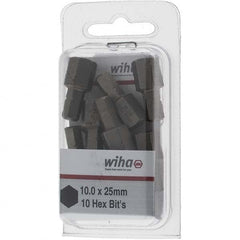 Wiha - 10mm Hex Screwdriver Bit - 1/4" Drive, 1" OAL - Benchmark Tooling