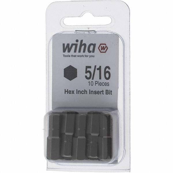 Wiha - 0.312" Hex Screwdriver Bit - 1/4" Drive, 1" OAL - Benchmark Tooling