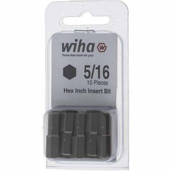 Wiha - 0.312" Hex Screwdriver Bit - 1/4" Drive, 1" OAL - Benchmark Tooling