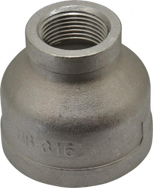 Merit Brass - 1-1/2 x 3/4" Grade 316 Stainless Steel Pipe Reducer Coupling - FNPT x FNPT End Connections, 150 psi - Benchmark Tooling