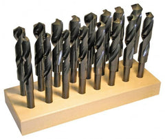 Chicago-Latrobe - 17/32 to 1", 118° Point, Oxide Finish, High Speed Steel Reduced Shank Drill Bit Set - Benchmark Tooling
