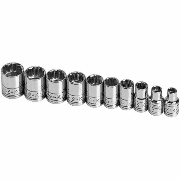 SK - 1/4" Drive Standard Socket Set - 5 to 14mm, Metric Measurement Standard - Benchmark Tooling