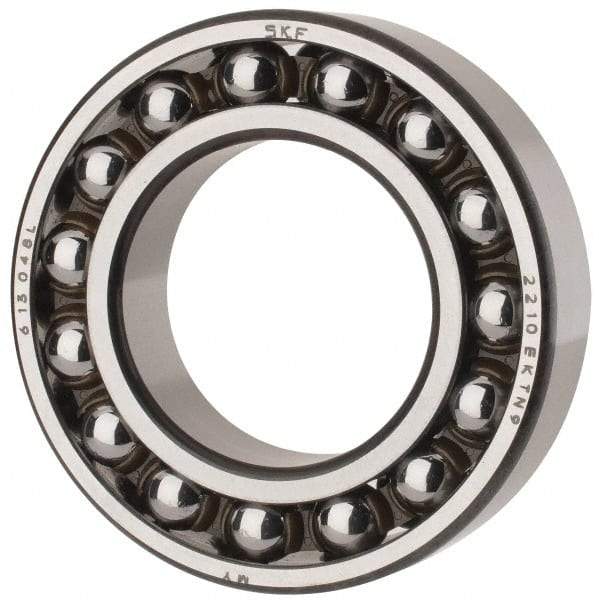 SKF - 50mm Bore Diam, 90mm OD, Open Self Aligning Radial Ball Bearing - 23mm Wide, 2 Rows, Round Bore, 2,520 Lb Static Capacity, 7,600 Lb Dynamic Capacity - Benchmark Tooling