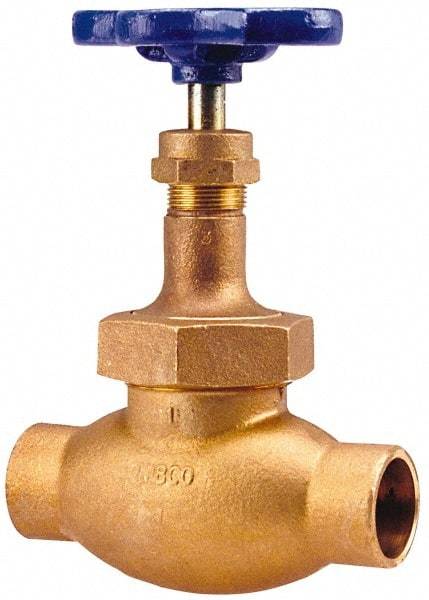 NIBCO - 1-1/2" Pipe, Soldered Ends, Bronze Integral Oxygen Service Globe Valve - PTFE Disc, Union Bonnet, 300 psi WOG, 150 psi WSP, Class 150 - Benchmark Tooling