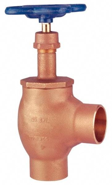 NIBCO - 2-1/2" Pipe, Class 125, Soldered Bronze Renewable Angle Gate Valve - 200 WOG, 125 WSP, Screw-In Bonnet - Benchmark Tooling