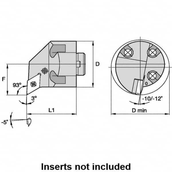 Kennametal - Right Hand Cut, 63mm Min Bore Diam, Size H50 Modular Boring Cutting Unit Head - Through Coolant, Compatible with DN.. - Benchmark Tooling