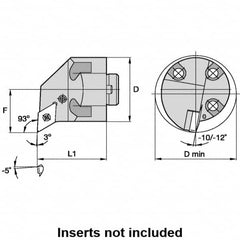 Kennametal - Left Hand Cut, 63mm Min Bore Diam, Size H50 Modular Boring Cutting Unit Head - Through Coolant, Compatible with DN.. - Benchmark Tooling