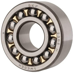 SKF - 25mm Bore Diam, 62mm OD, Open Self Aligning Radial Ball Bearing - 24mm Wide, 2 Rows, Round Bore, 1,470 Lb Static Capacity, 5,440 Lb Dynamic Capacity - Benchmark Tooling