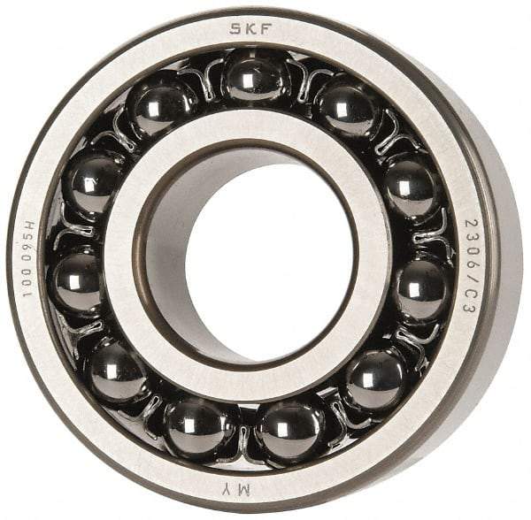 SKF - 30mm Bore Diam, 72mm OD, Open Self Aligning Radial Ball Bearing - 27mm Wide, 2 Rows, Round Bore, 1,980 Lb Static Capacity, 7,010 Lb Dynamic Capacity - Benchmark Tooling