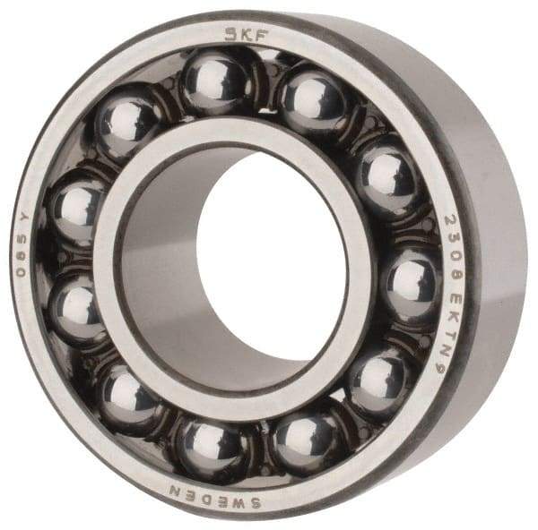 SKF - 40mm Bore Diam, 90mm OD, Open Self Aligning Radial Ball Bearing - 33mm Wide, 2 Rows, Round Bore, 3,600 Lb Static Capacity, 12,100 Lb Dynamic Capacity - Benchmark Tooling